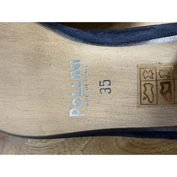 Pollini Clodette15 Oceano Navy Suede Ballerinas w/ Gold Plaque EU 35 / US 5 NWB - Picture 12 of 12